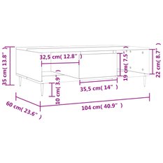 Stolik kawowy 104x60x30 cm z praktyczną zamykaną szafką i 2 przegrodami biały o wysokim połysku do salonu - Miniaturka zdjęcia nr 11