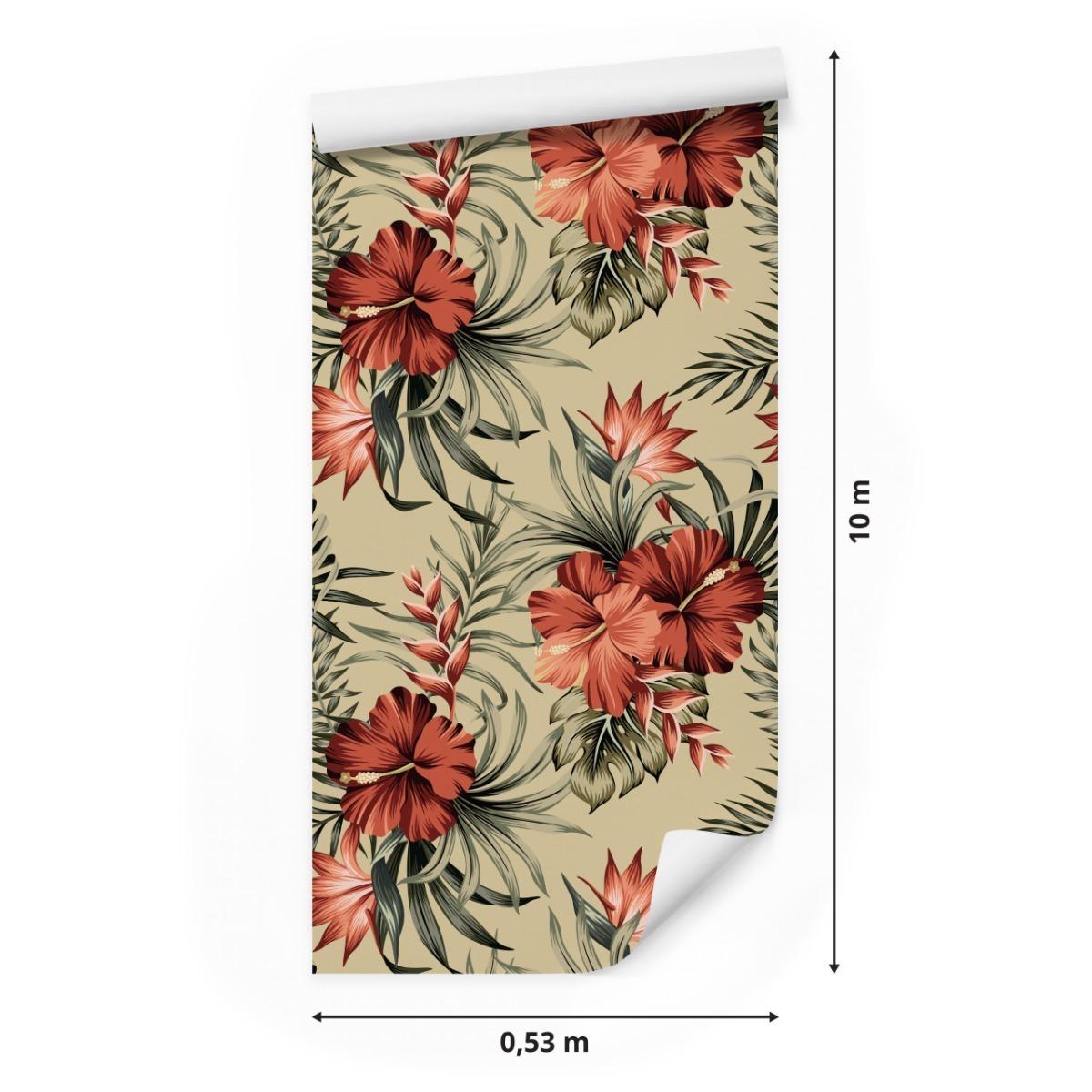 Tapeta Kwiaty HIBISKUSA Liście Tropikalne Przyroda  nr. 2