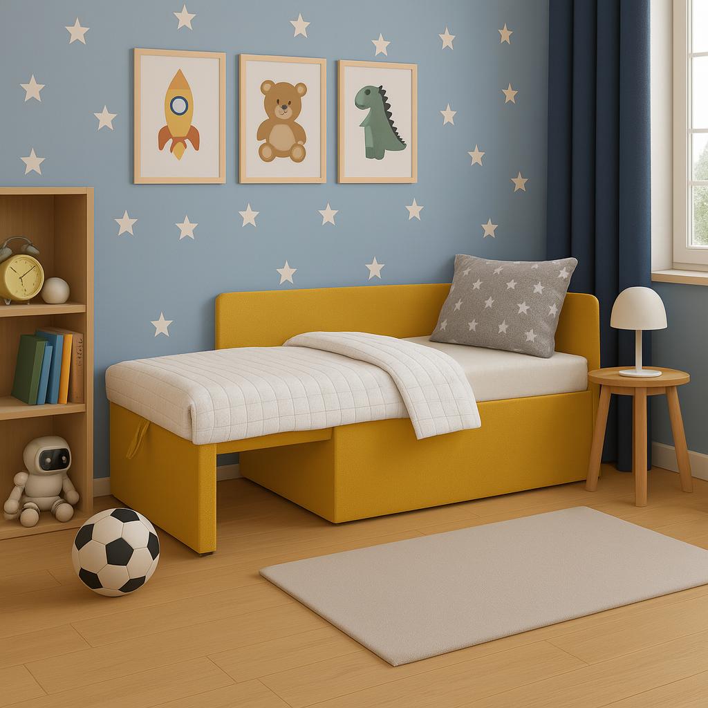 Sofa dziecięca Viluś 108x81x78 cm rozkładany narożnik jednoosobowy do pokoju z funkcją spania i przechowywania dla dzieci żółty nr. 2