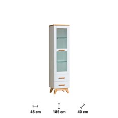 Witryna 45x40x185 cm z drzwiczkami i dwoma szufladami oraz LED sosna andersen dąb nash do salonu - Miniaturka zdjęcia nr 2