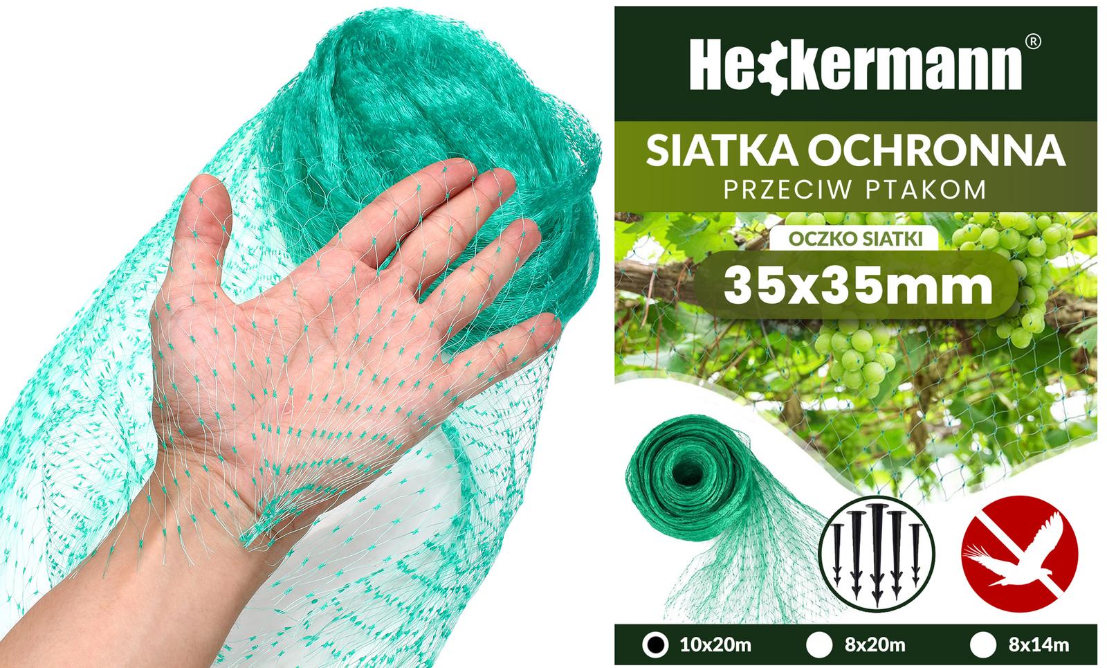 Siatka ochronna na ptaki przeciw ptakom Heckermann® + szpilki 10x20m zielona nr. 5