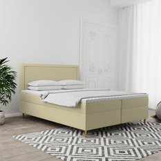 Łóżko GOLDEN 200x200 cm z funkcją przechowywania i materacem do sypialni beżowe