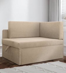 Łóżko dziecięce Viluś 108x81x78 cm sofa narożnik jednoosobowy do pokoju z funkcją spania i przechowywania dla dzieci beżowy - Miniaturka zdjęcia nr 1