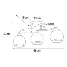 Lampa sufitowa K-JSL-6084/3 AB LARA 58x23x15 cm do salonu lub jadalni patyna - Miniaturka zdjęcia nr 2