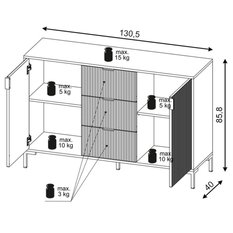 Komoda 2D Flinn 130 cm do sypialni garderoby biały mat - Miniaturka zdjęcia nr 6