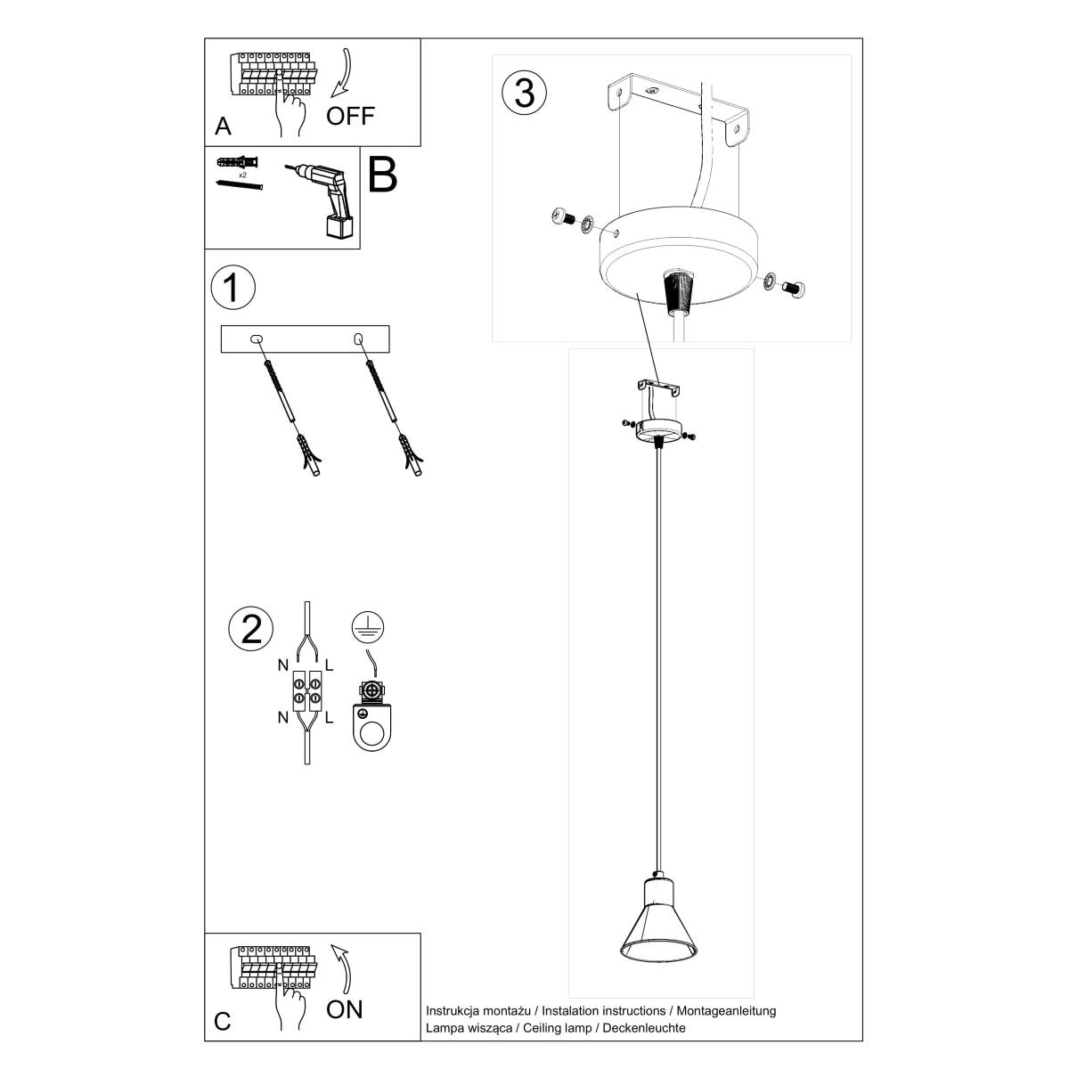 Lampa wisząca TALEJA 1 czarna 120x14x14cm nowoczesna E27 do salonu nr. 5