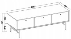 Szafka rtv 180 cm AVILA beżowa pod telewizor stelaż metal nóżki I uchwyty - Miniaturka zdjęcia nr 3
