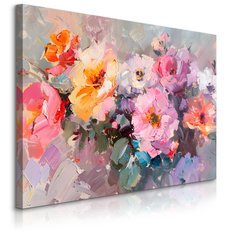 Obraz Na Płótnie Abstrakcyjne Kolorowe Kwiaty Akwarela 120x80 Do Salonu - Miniaturka zdjęcia nr 1