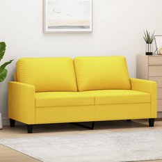 Sofa 158x77x80 cm 2-osobowa wygodna tapicerowana tkaniną jasnożółta do salonu - Miniaturka zdjęcia nr 1