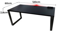 Biurko gamingowe model 3 Top 120x60x2.8 cm czarne led gniazdo loftowe stabilne do pokoju gracza - Miniaturka zdjęcia nr 2