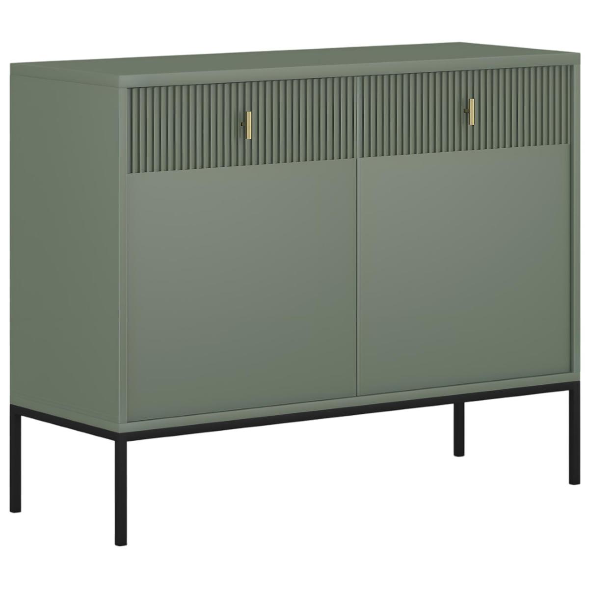 Komoda Maggiore 104 cm do sypialni garderoby smoke green czarny złoty