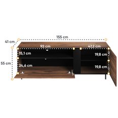 Szafa rtv Borga 155 cm do salonu dąb catania czarny - Miniaturka zdjęcia nr 4