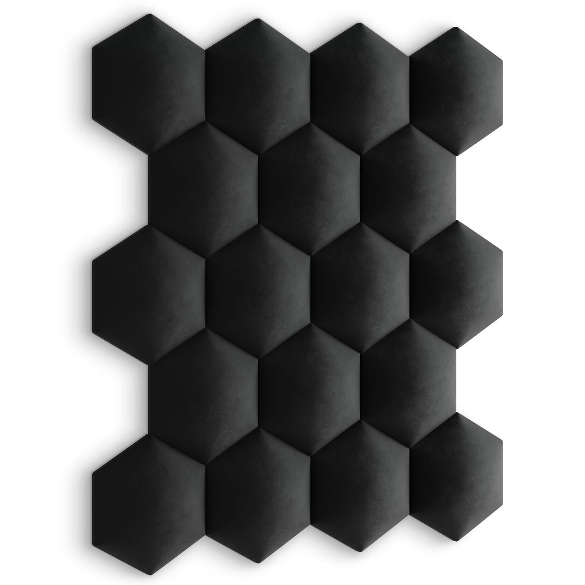 Panele tapicerowane 35x40 hexagon magic velvet czarny nr. 6