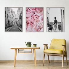 Zestaw 3x Plakat W Ramie KWIATY Kobieta Architektura Styl Glamour 30x40cm - Miniaturka zdjęcia nr 4