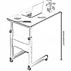 Stolik 40 cm pod laptopa na kółkach mobilne biurko brązowy  - Miniaturka zdjęcia nr 2