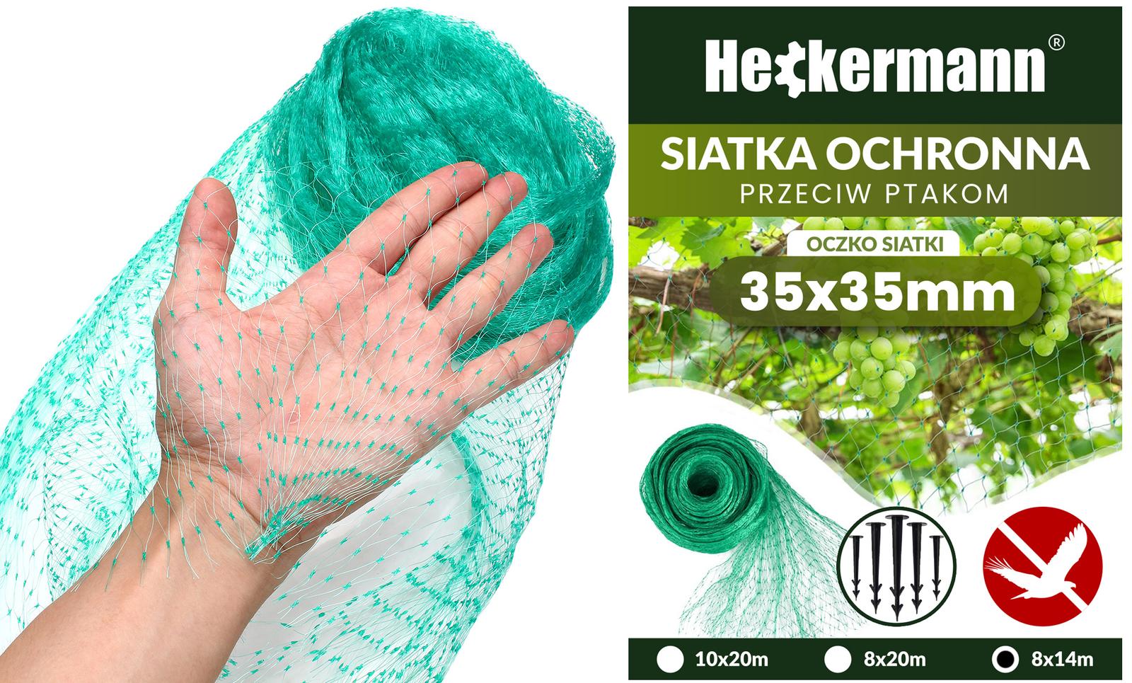 Siatka ochronna na ptaki przeciw ptakom Heckermann® + szpilki 8x14m zielona nr. 5