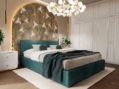 Łóżko tapicerowane do sypialni 180x200x88 podwójne z pojemnikiem basic turkusowe - Miniaturka zdjęcia nr 9