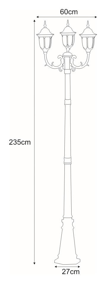 Lampa ogrodowa stojąca K-7007A2/3N / VASCO 60x235x27 cm do ogrodu czarny/złoty nr. 2