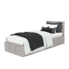 Łóżko Tapicerowane Do Sypialni 90x200cm Podwójne z Pojemnikiem Szary - Miniaturka zdjęcia nr 6