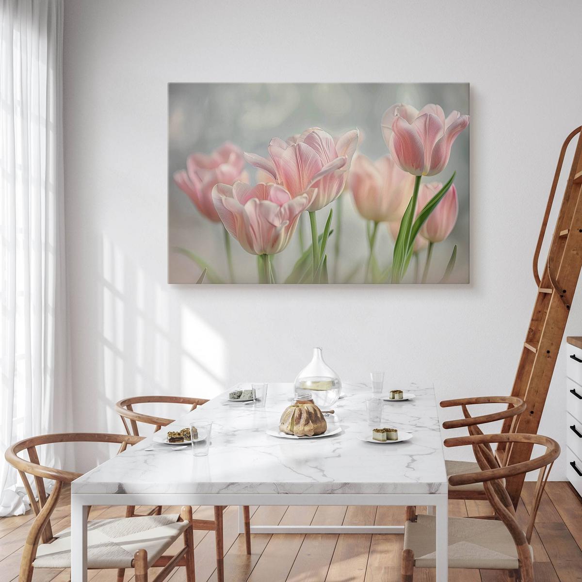 Obraz Na Płótnie Delikatne Różowe Kwiaty Tulipany 70x50 Dekoracja do Salonu nr. 4