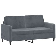 Sofa 158x77x80 cm 2-osobowa wygodna tapicerowana aksamitem ciemnoszara do salonu - Miniaturka zdjęcia nr 1