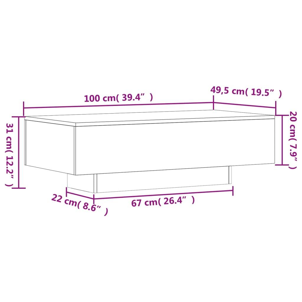 Stolik kawowy 100x49,5x31 cm brązowy dąb elegancki do salonu nr. 9