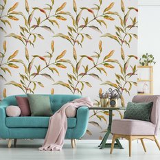 Tapeta Do Jadalni LIŚCIE Akwarela Liście Rośliny - Miniaturka zdjęcia nr 4