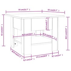 Stolik kawowy 55x55x42 cm z praktyczną półką z płyty wiórowej szarość betonu do salonu - Miniaturka zdjęcia nr 6