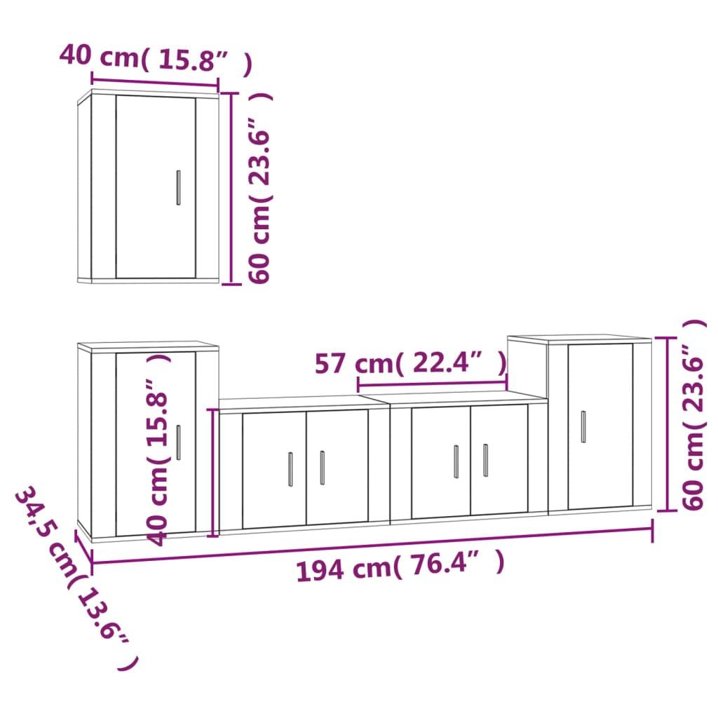 Zestaw szafek RTV 57x34,5x40 cm 5 szt z praktycznymi półkami i drzwiczkami szary dąb sonoma do salonu nr. 5