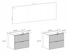 Szafka FLOW 120 cm do łazienki pod umywalkę wisząca kaszmir szary mat dąb wotan - Miniaturka zdjęcia nr 3