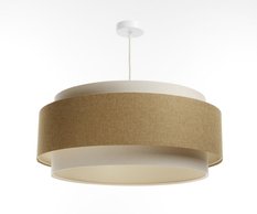 Lampa wisząca DOBLO 60 cm lniany abażur musztarda kremowy - Miniaturka zdjęcia nr 1