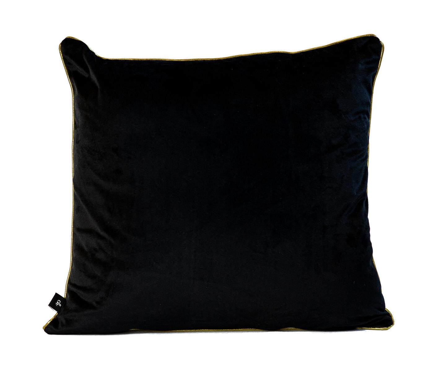 Poszewka TOTAL CHIC BLACK 45x45 cm czarna z lwem welwetowa nr. 2