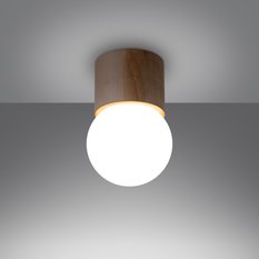 Plafon BOOMO 8 19x12x12 cm naturalne drewno biała kula G9 lampa sufitowa - Miniaturka zdjęcia nr 3