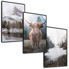 ZESTAW 3x Plakat W Ramie Góry LAS We Mgle Krowa Natura 60x80cm - Miniaturka zdjęcia nr 2