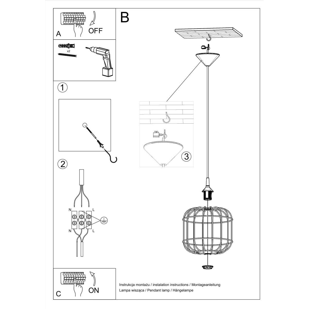 Lampa wisząca CELTA czarna 95x23x23cm nowoczesna E27 do salonu nr. 5