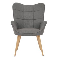 Fotel uszak tapicerowany wypoczynkowy 69x63x89 cm do salonu biura nogi dąb, szary - Miniaturka zdjęcia nr 2