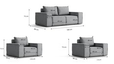 Zestaw mebli ogrodowych SUN 180x73x88 cm 2+1+1 wodoodporny + 4 poduszki do ogrodu czarny - Miniaturka zdjęcia nr 2