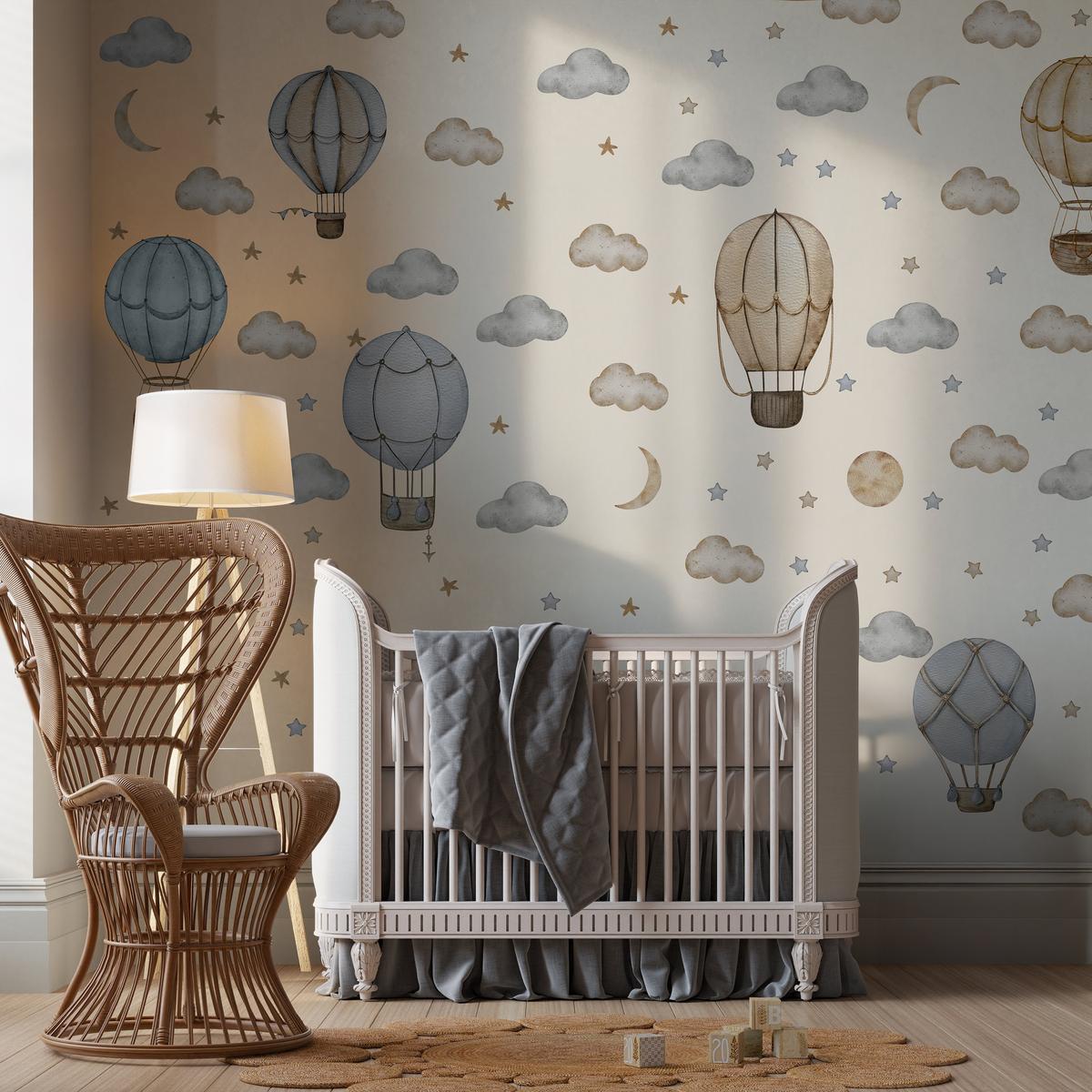 Naklejki Na Ścianę Dla Dzieci Balony 120x60 Gwiazdy Księżyce ZESTAW nr. 5