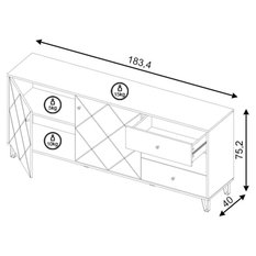 Komoda Bilbao 183 cm do sypialni salonu dąb artisan biały mat - Miniaturka zdjęcia nr 3