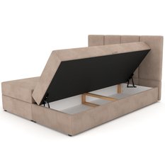 Łóżko kontynentalne 160x200x113 cm tapicerowane podwójne z materacem beżowe - Miniaturka zdjęcia nr 11