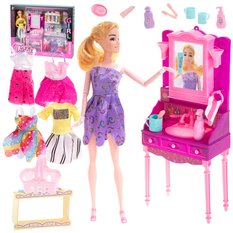 Lalka barbie stylistka zestaw zabawka dla dziewczynki akcesoria 34x43x8 cm