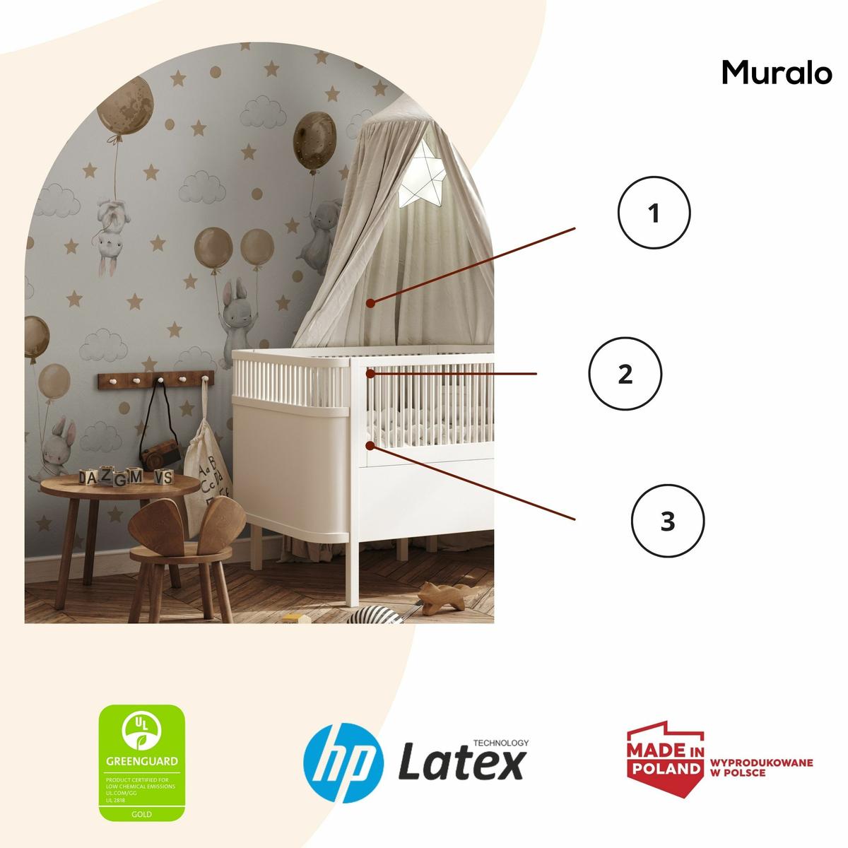 Naklejki Na Ścianę Dla Dzieci Króliczki 120x60 Balony Gwiazdy ZESTAW nr. 3