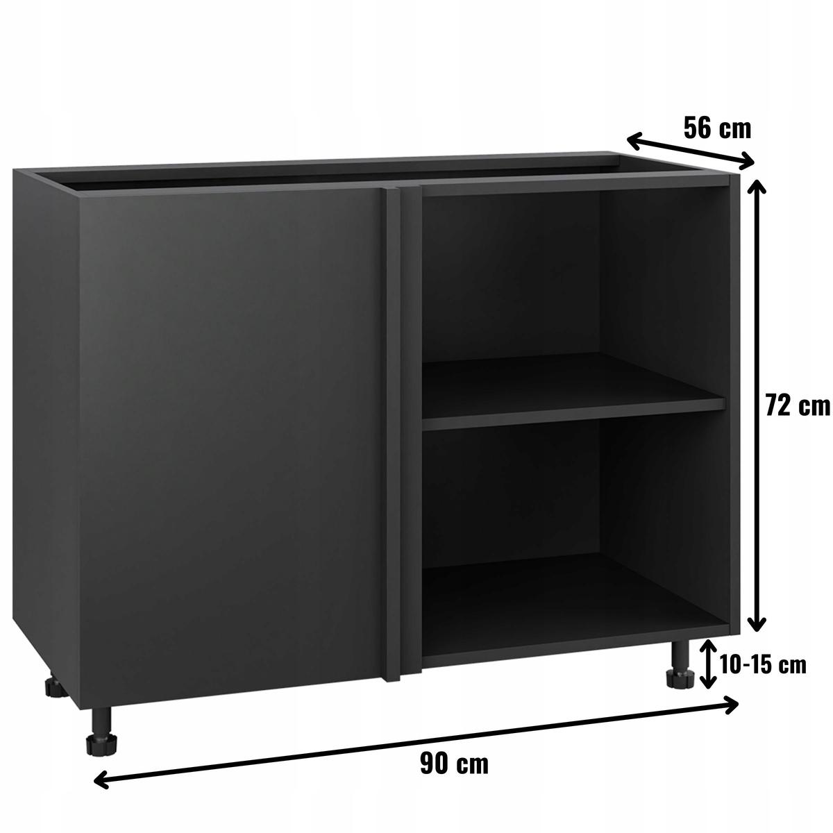 Korpus szafka kuchenna dolna narożna 90x82x56 cm z akcesoriami czarny nr. 2