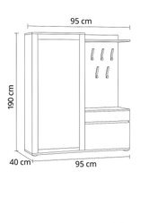 Garderoba do przedpokoju DUO 190x95x40 cm z lustrem wieszakami szafka na buty dąb cremona - Miniaturka zdjęcia nr 4