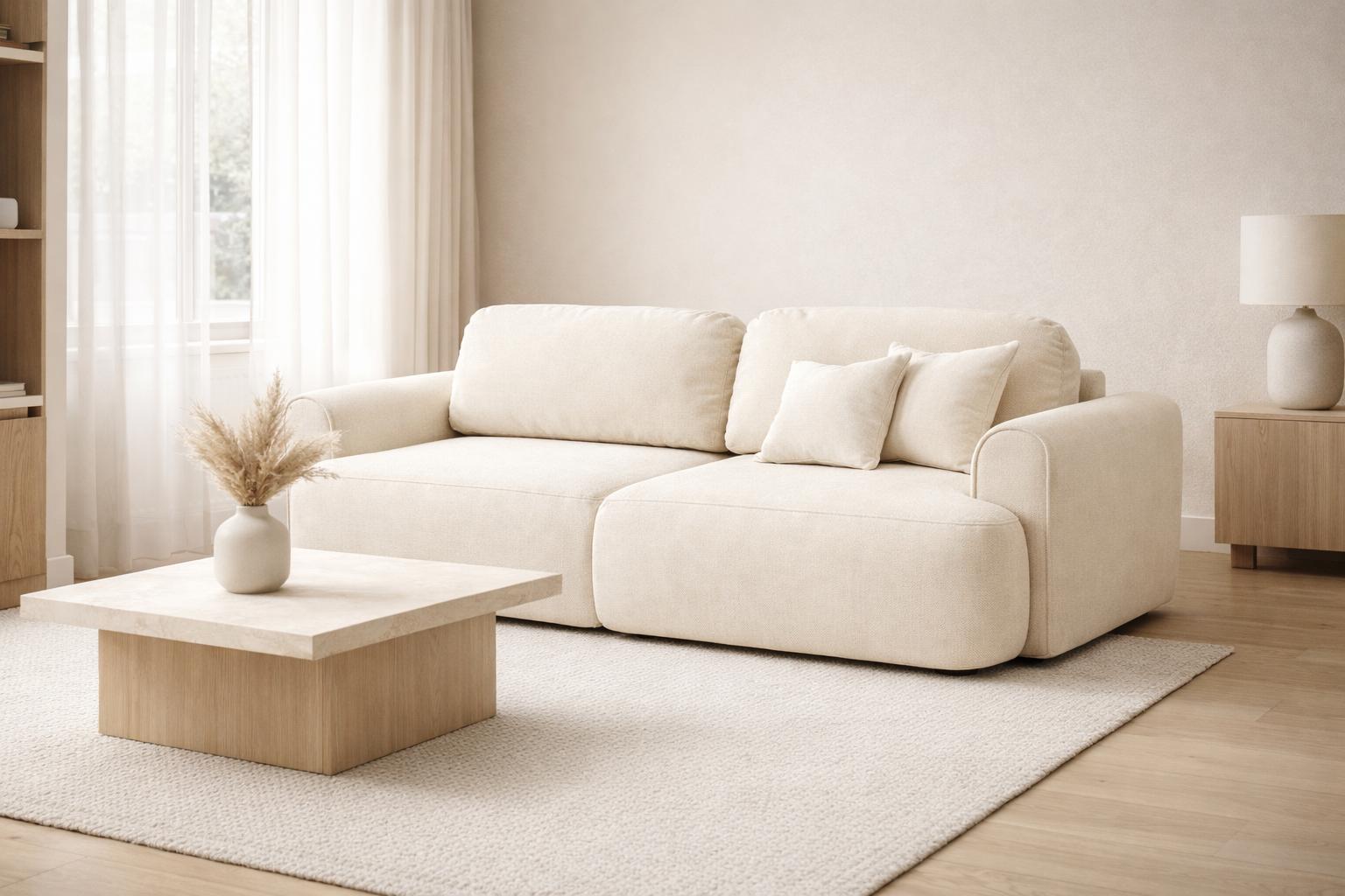 Kanapa z funkcją spania ITALY 250x100x82 cm FLOW trzyosobowa sofa rozkładana kremowa nr. 10