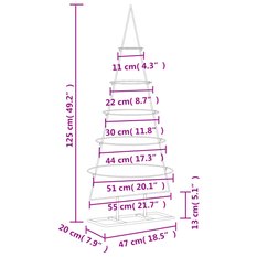  Metalowa choinka świąteczna, do dekoracji, czarna, 125 cm - Miniaturka zdjęcia nr 7