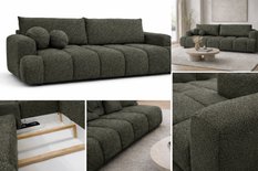 Kanapa z funkcją spania Mediolan 250x112x90 cm LOOP rozkładana trzyosobowa zieleń - Miniaturka zdjęcia nr 2