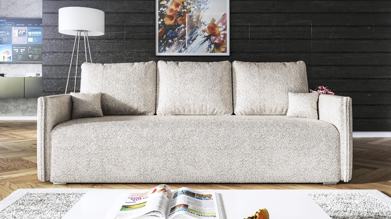 Kanapa Dalia 90x207x93 cm z funkcją spania do salonu rozkładana lambi kremowa nr. 3
