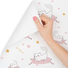 Tapeta dla dzieci – Kotki, gwiazdki i serduszka  - Miniaturka zdjęcia nr 3