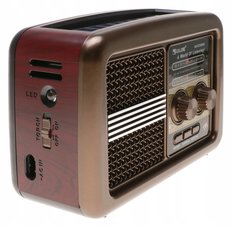 Radio przenośne 20 x 8,5 x 13 cm RETRO z funkcją bluetooth   USB z latarką  ładowany solarnie brązowe - Miniaturka zdjęcia nr 4